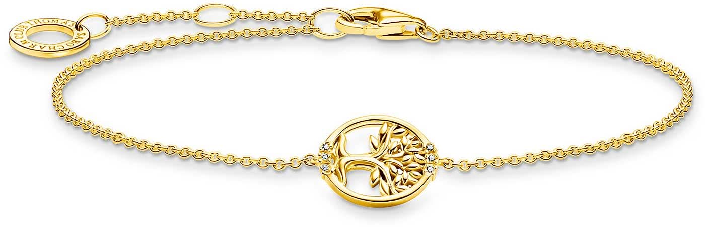 Bracciale Tree of Love con pietre bianche - placcatura in oro giallo 750