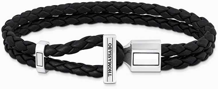 Bracciale in pelle a doppia fila intrecciata - Thomas Sabo Modello: A2147-682-11-L19