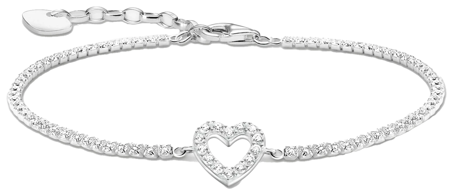 Tennis bracciale a cuore con pietre bianche in argento - Thomas Sabo Modello: A2177-051-14-L19V