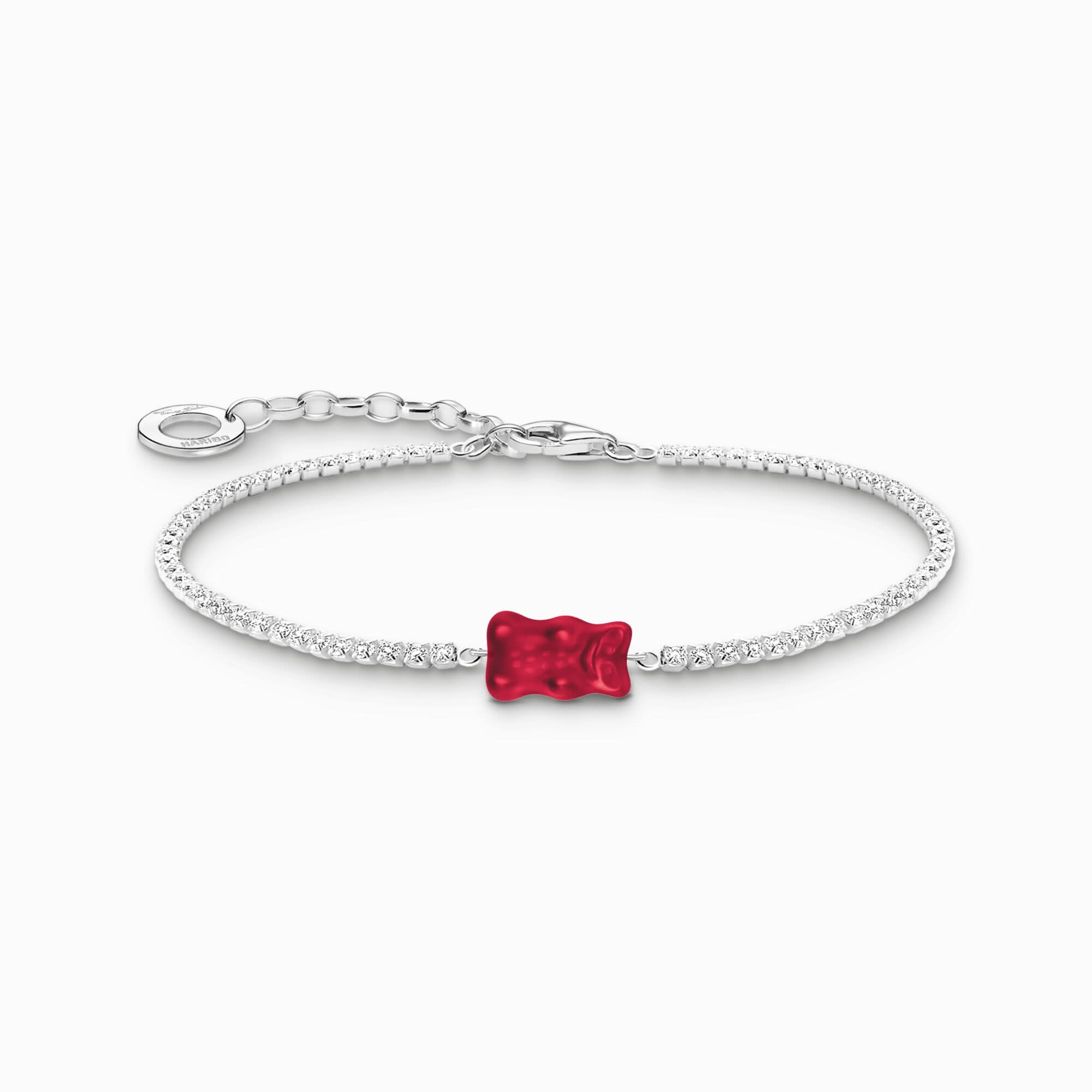 Tennis bracciale con zirconi bianchi e pietra a forma di orso in oro rosso - Thomas Sabo Modello: A2187-052-10-L19V