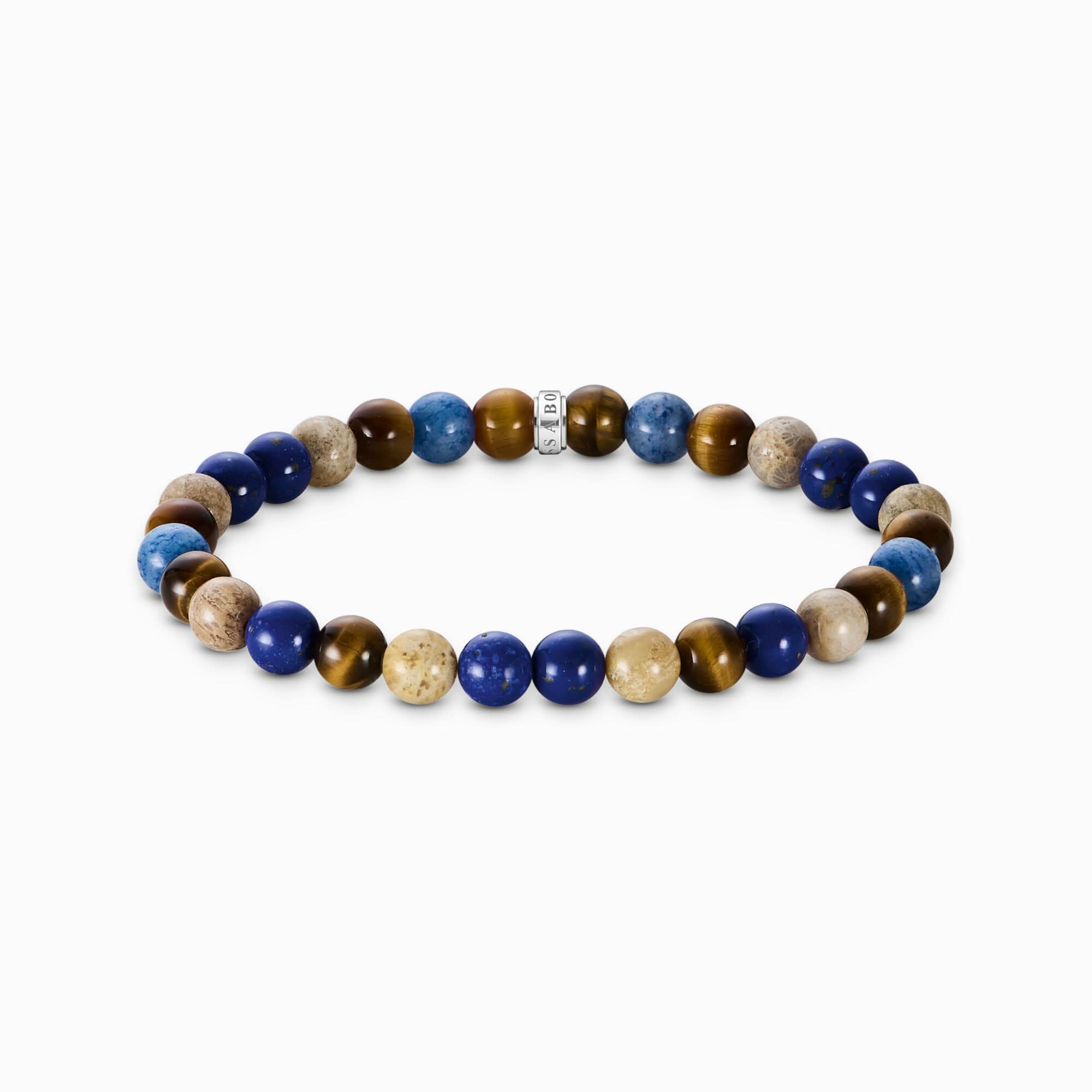 Bracciale di perline in lapislazzuli, dumortierite, diaspro e occhio di tigre - Thomas Sabo Modello: A2193-926-7-L19