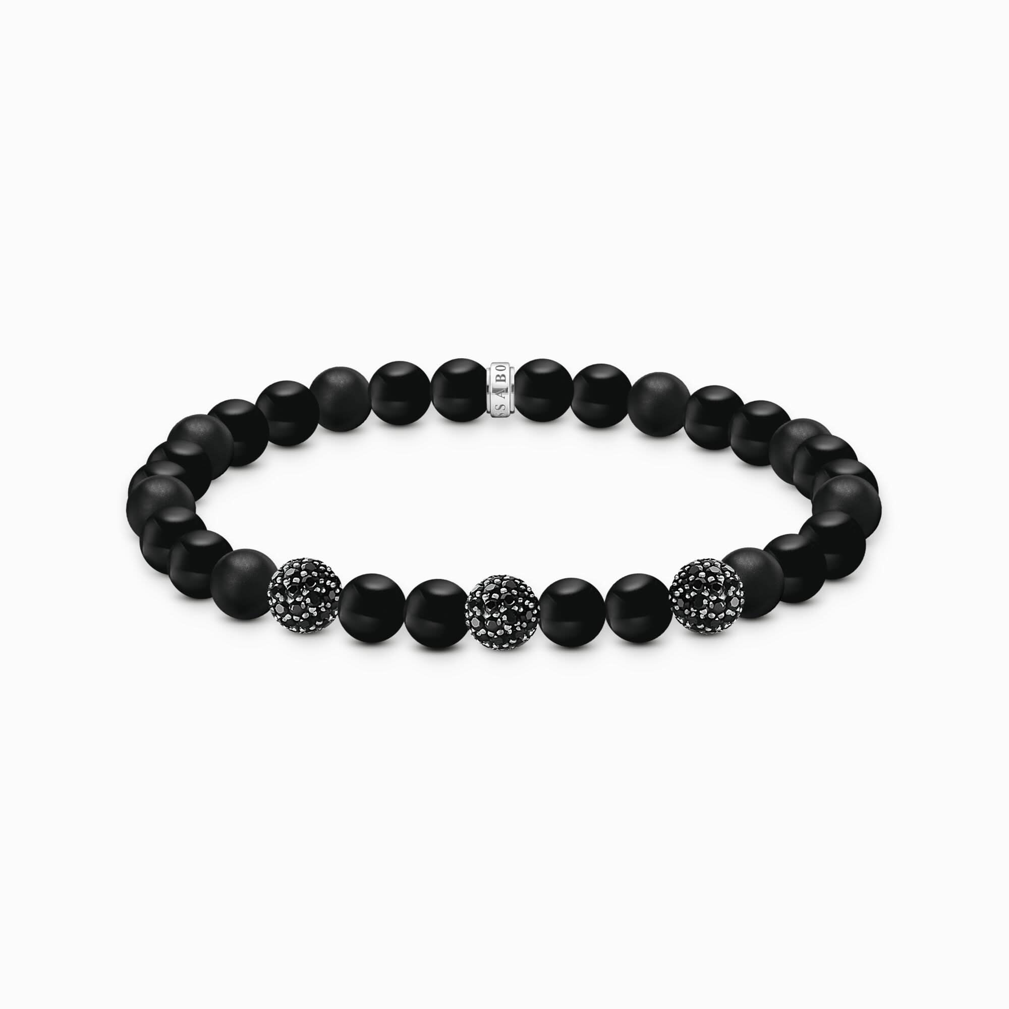 Bracciale con perline in ossidiana e zirconi neri - Thomas Sabo Modello: A2195-705-11-L19