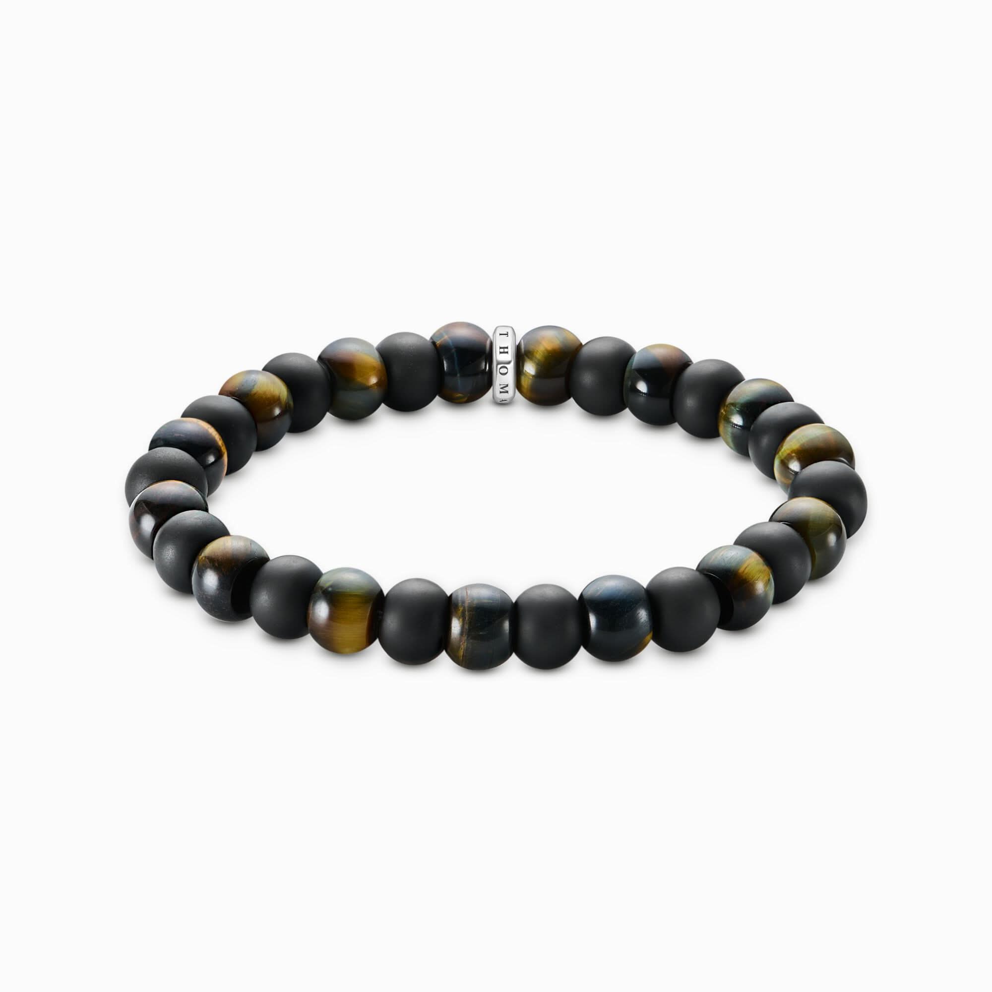 Bracciale di Perle in Ossidiana e Occhio di Tigre - Thomas Sabo Modello: A2196-806-11-L19