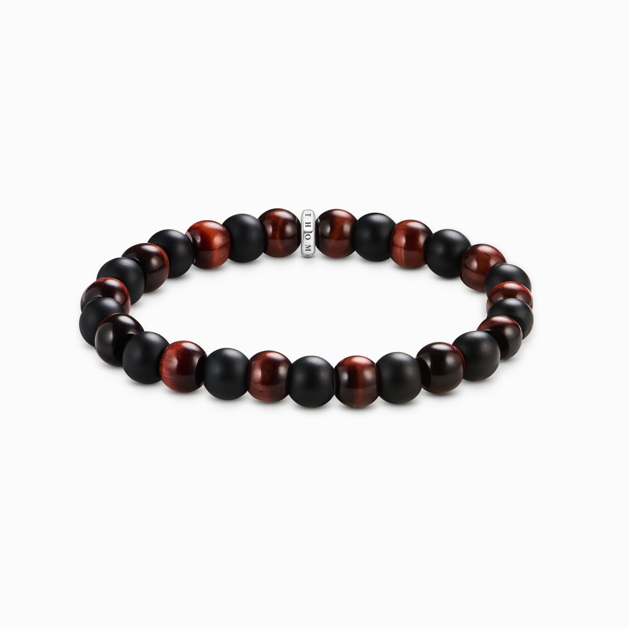 Bracciale di Perle in Ossidiana e Occhio di Tigre - Thomas Sabo Modello: A2196-806-7-L19