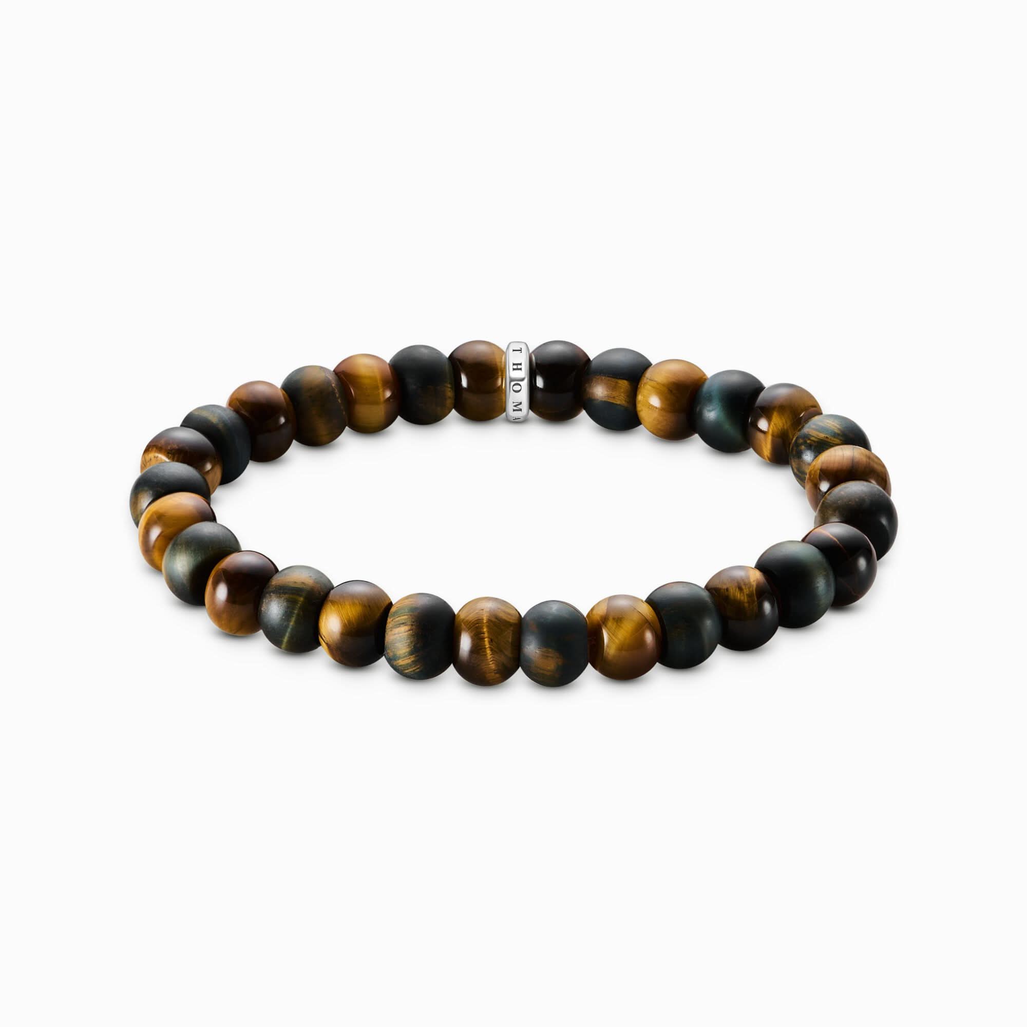 Bracciale di perle in occhio di tigre, occhio di tigre blu-oro - Thomas Sabo Modello: A2196-826-2-L19