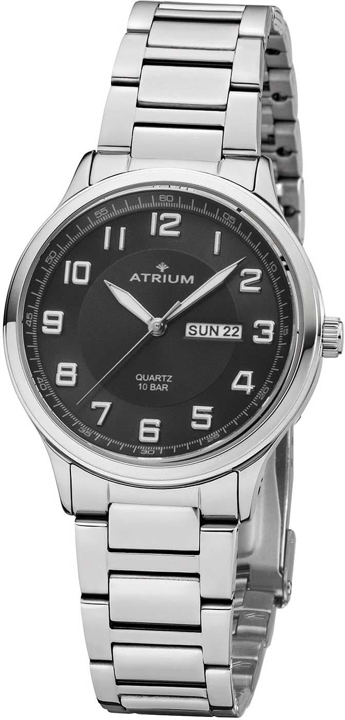 Orologio da uomo in argento con bracciale in acciaio inossidabile e quadrante nero con numeri romani