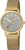 Orologio unisex con cinturino milanese color oro e quadrante rotondo grigio-blu con ore segnate