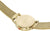 Unisex-Uhr mit vergoldetem Gehäuse und gewebtem goldenen Armband, Draufsicht auf die Rückseite