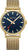 Unisex-Uhr: blaues Zifferblatt mit Indexen, goldene Details und Mesh-Armband