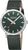 Orologio con cinturino in tessuto verde e quadrante verde scuro, cassa in argento