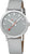 Unisex-Uhr mit silbernem Gehäuse, grauem Textilarmband und grauem Zifferblatt