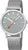 Orologio da uomo con bracciale mesh argentato, quadrante rotondo grigio e lancetta dei secondi rossa.