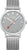 Orologio da uomo Mondaine con bracciale in maglia d'argento e quadrante grigio, lancetta dei secondi rossa.