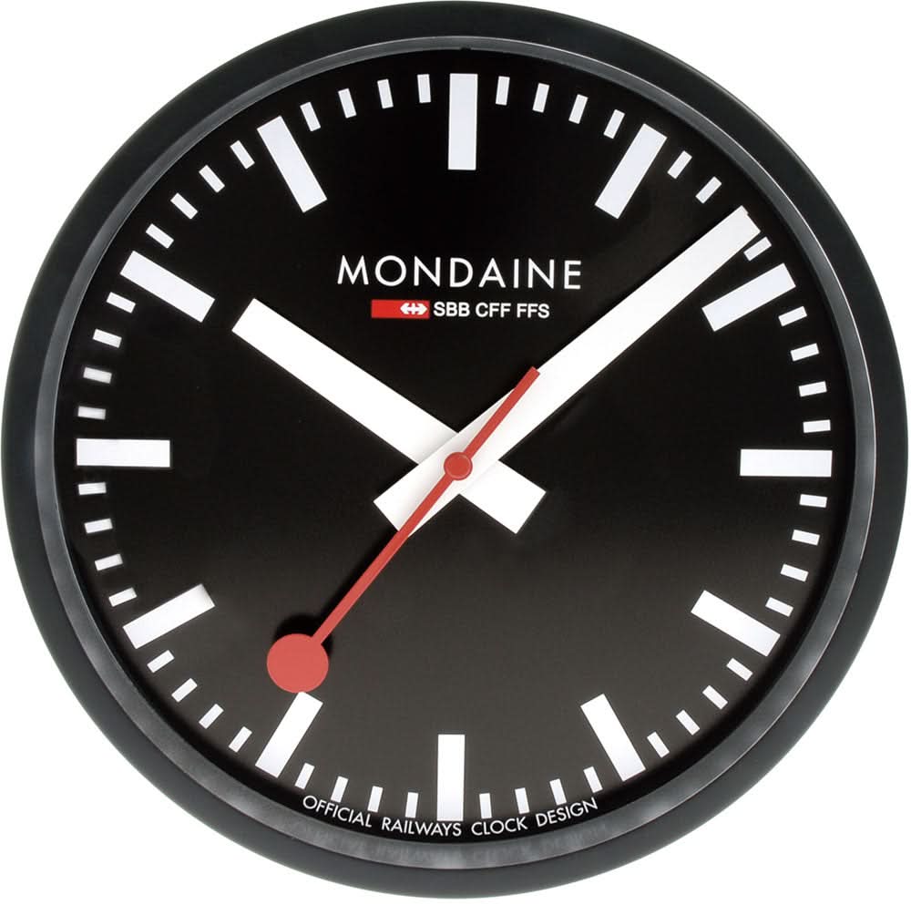 Orologio da parete Mondaine 25x25x4,2 cm Alluminio • Swiss Made • Movimento silenzioso