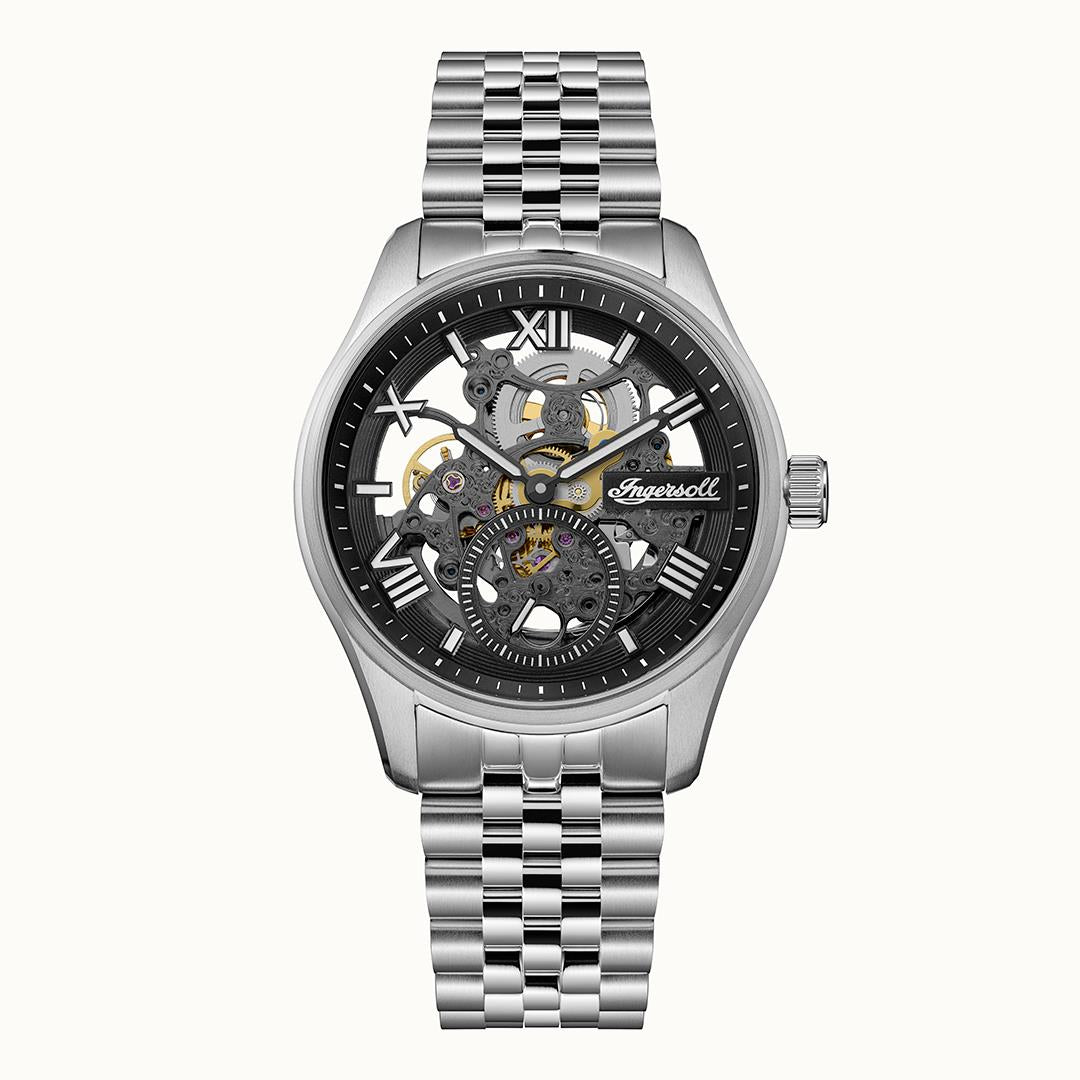Ingersoll The Maverick I17403 Herrenuhr Silber • Automatikwerk • Skelett-Zifferblatt