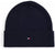 Ciemnoniebieska czapka beanie Tommy Hilfiger, prążkowany dół i małe logo z flagą