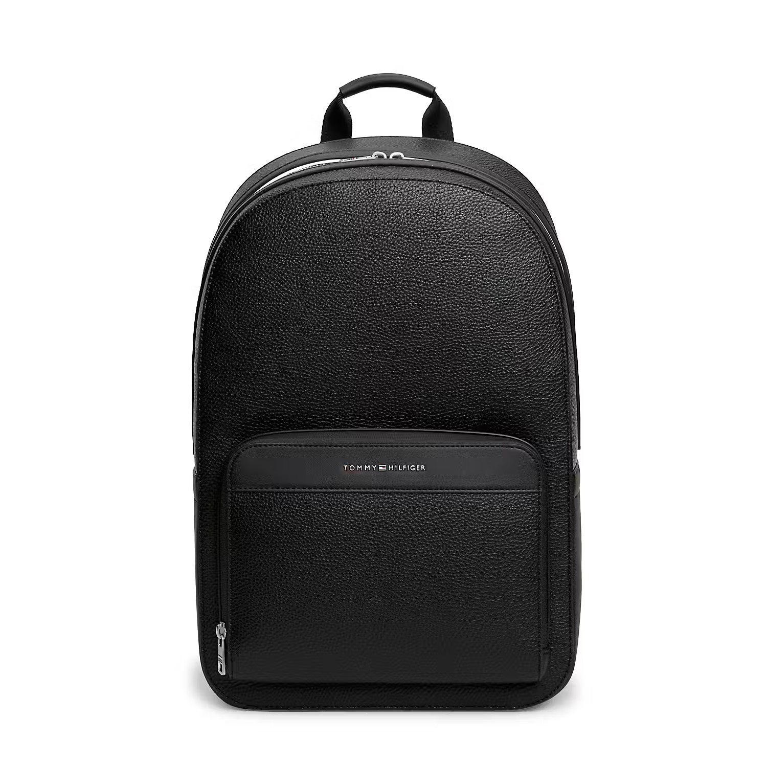 Tommy Hilfiger Metallic Logo Dome Backpack AM0AM14686BDS Rucksack Schwarz • Dome-Design • Doppelreißverschluss