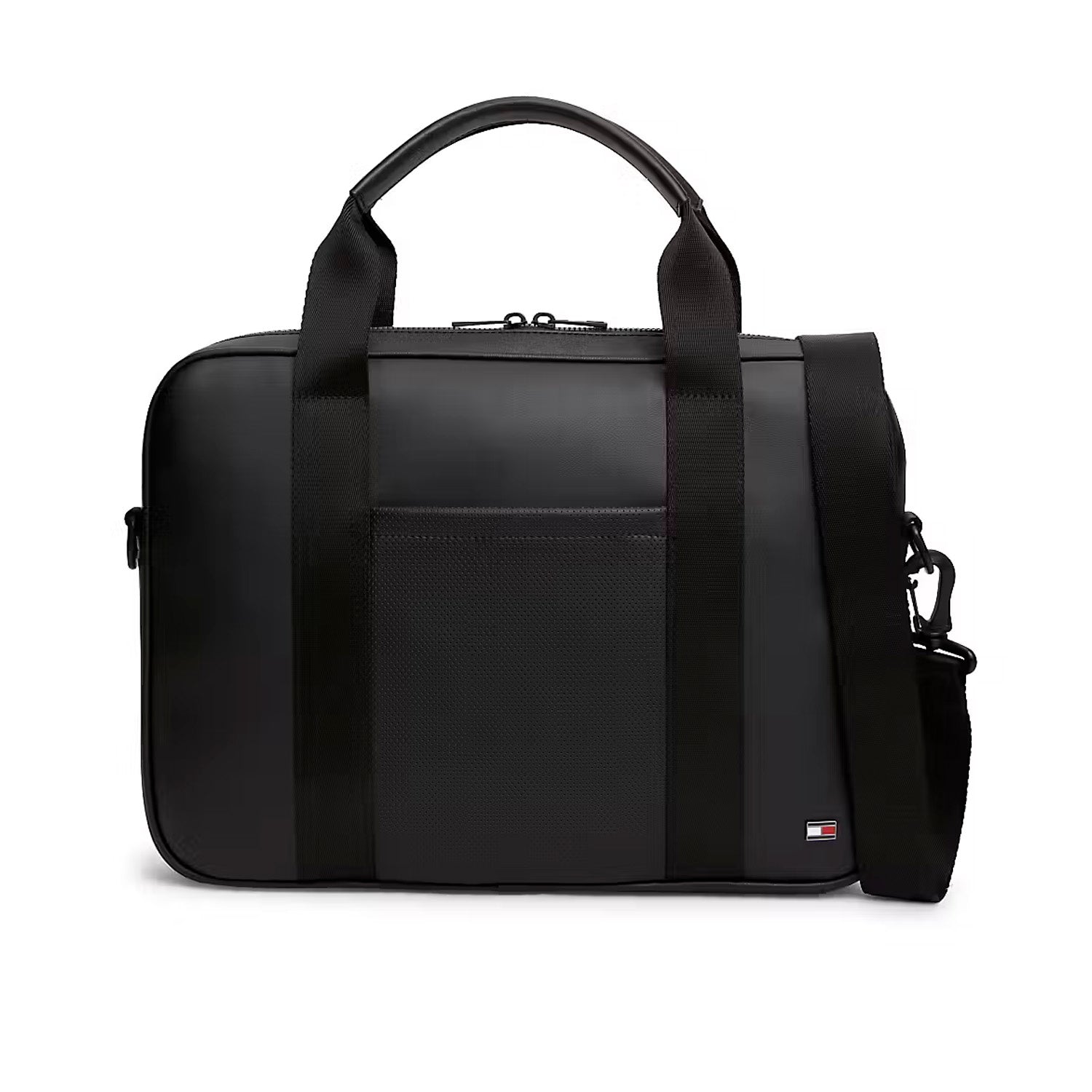 Tommy Hilfiger TH Foundation AM0AM14727BDS Laptop-Tasche Schwarz • Abnehmbarer Schulterriemen • Gepolstertes Laptop-Fach