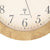Orologio da parete con numeri romani, effetto legno beige e lancette; logo radio visibile