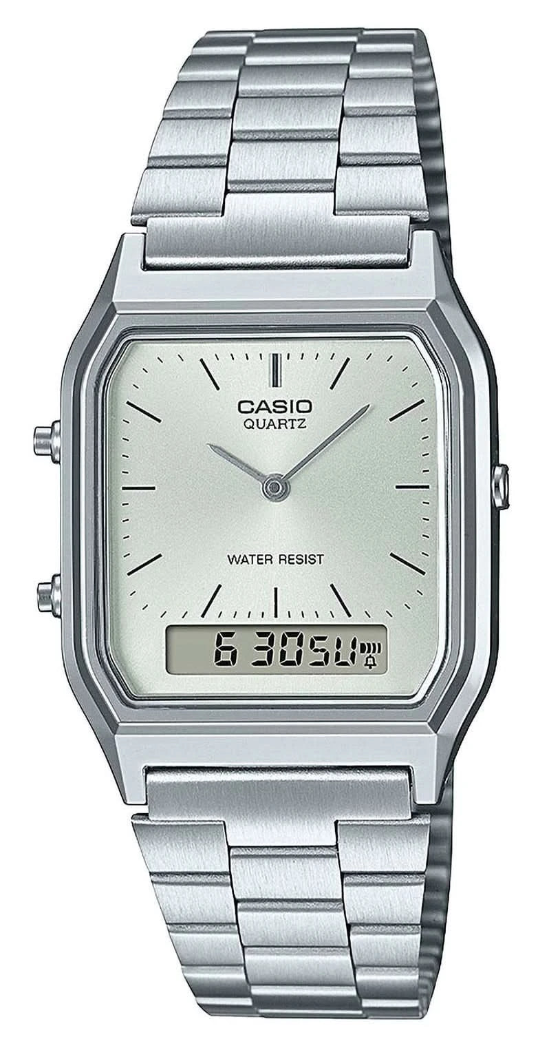 Casio Vintage AQ-230A-7AMQYES Orologio • Iconico Design Retrò • Doppio Fuso Orario