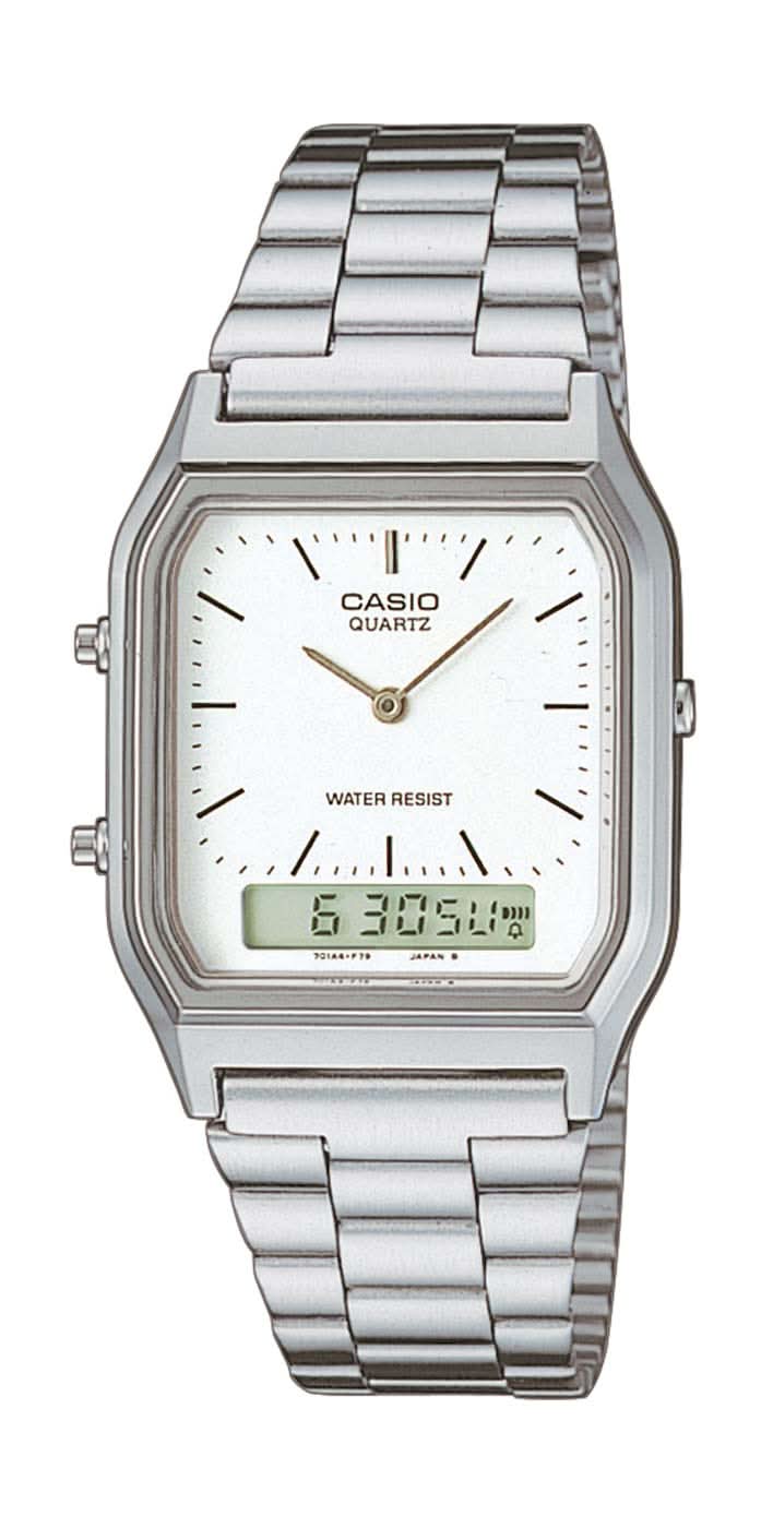Casio Vintage AQ-230A-1DMQYES Orologio • Iconico Design Retrò • Doppio Fuso Orario