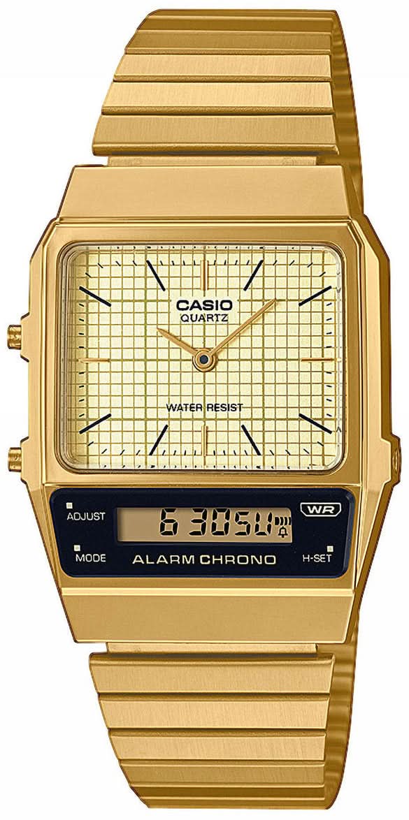 Casio Vintage AQ-800EG-9AEF Orologio • Iconico Design Retrò • Display Analogico e Digitale