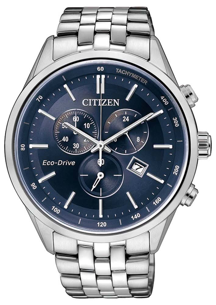 Orologio da uomo con quadrante blu, design cronografo e cinturino in acciaio inossidabile