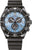 Herrenuhr mit schwarzem Armband und blauem Zifferblatt, Chronograph-Optik