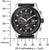 Orologio da uomo Citizen con quadrante nero e cinturino in pelle nera, vista frontale