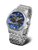 Orologio da uomo con cinturino in acciaio inossidabile, quadrante blu e funzione GMT