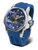 Orologio da uomo con cinturino in caucciù blu, quadrante blu e funzione GMT