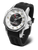 Orologio da uomo con cassa argentata, quadrante nero e cinturino nero traforato
