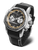 Orologio da uomo con cinturino in pelle nera, cassa argentata e quadrante scuro