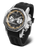 Orologio da uomo con cinturino in gomma nera traforata, cassa argentata e quadrante scuro