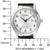 Citizen Herrenuhr mit silbernem Gehäuse, schwarzem Lederband und weißem Zifferblatt