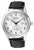 Citizen Herrenuhr mit silbernem Gehäuse, schwarzem Lederband und weißem Zifferblatt