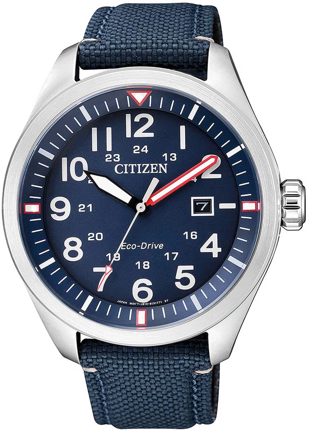 Orologio da uomo Citizen AW5000-16L • Cinturino in nylon blu • Cassa da 42,6 mm