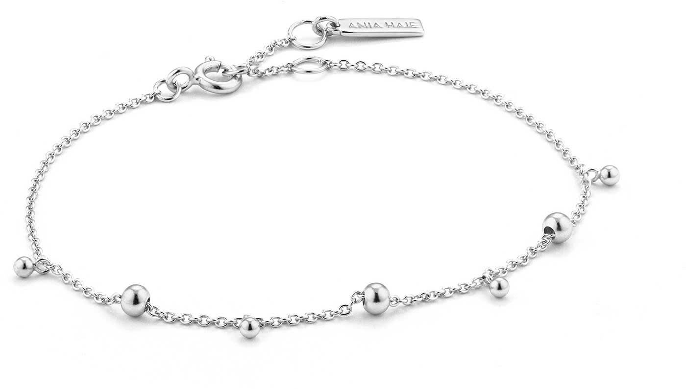 Bracciale in argento con pendenti a sfere sottili su catena a maglie