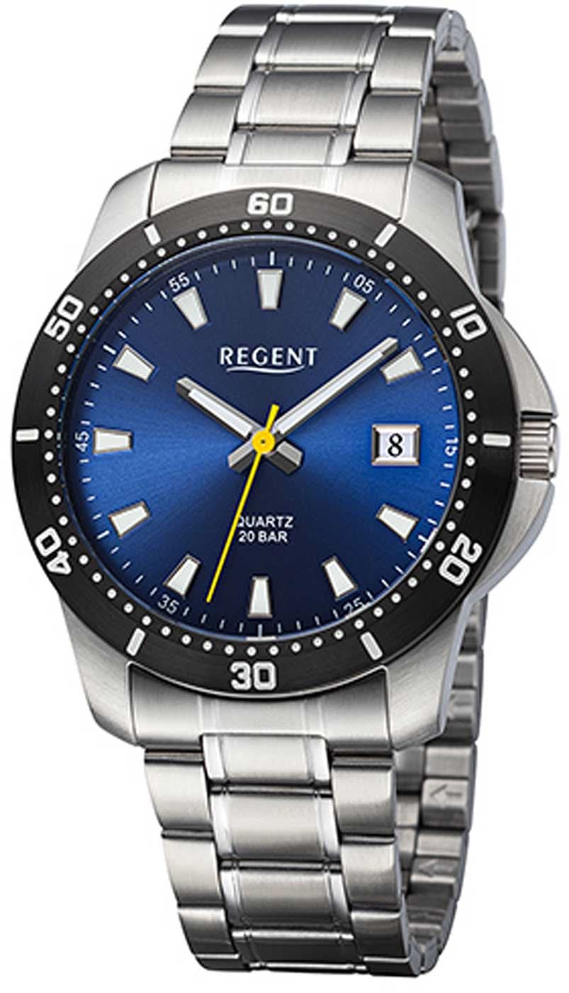Orologio da uomo Regent BA-753 • Orologio subacqueo 20 Bar • Blu scuro