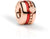 Charm in acciaio inossidabile con anello color oro rosa, inserto rosso e ciondolo a forma di cuore con pietra