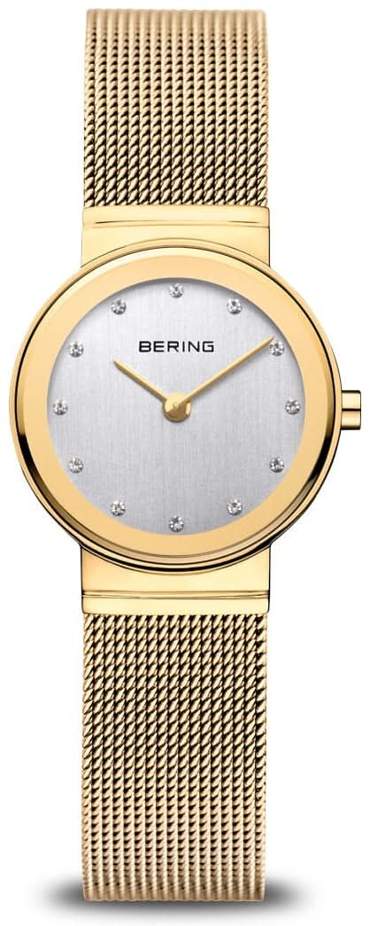 Orologio da donna Bering con cinturino milanese color oro e quadrante argentato