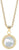Collana color oro con maglie e ciondolo rotondo in madreperla con corona scintillante