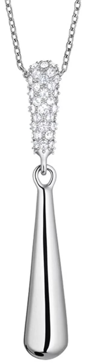 Collana color argento con ciondolo a goccia e zirconi scintillanti