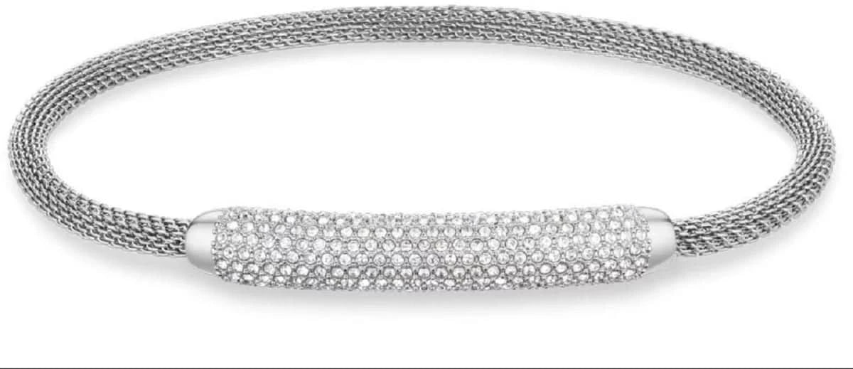 Elegante Bracciale BERING Arctic Pavé Argento Lucido Acciaio Inossidabile Vetro Cristallo 666-17-180