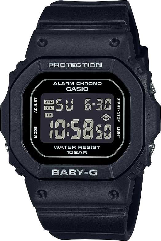 Orologio digitale da donna Baby-G con display LCD nero e cinturino in plastica nera