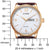 Orologio da uomo con cassa color oro, quadrante bianco e datario "LUN 7"