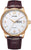 Orologio da uomo: cinturino in pelle color bordeaux, cassa color oro, quadrante bianco