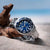 Orologio da donna con quadrante blu, bracciale in acciaio inossidabile e ghiera girevole da sub