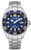 Orologio da donna con quadrante blu e bracciale in acciaio inossidabile argentato, lunetta girevole per immersioni
