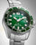 Orologio da uomo con quadrante verde, lancette bianche, cassa e bracciale in acciaio inossidabile